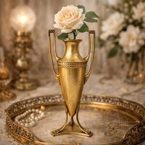 Antique Art Nouveau Brass Amphora Vase with Paw Feet | Antique Style Urn